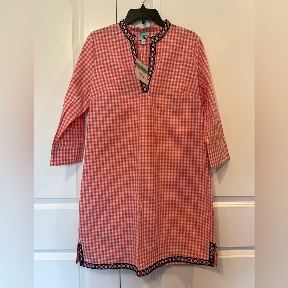 Haley and the Hound - Red and White Gingham Tunic Dress NWT XL 3/4 length sleeve